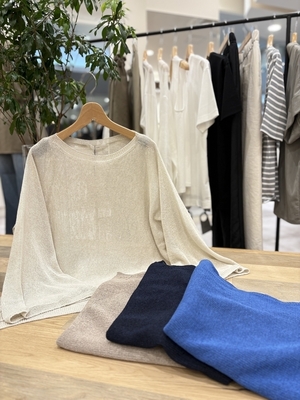 今期新品⭐︎equo ⭐︎TIE和紙メッシュクロス編みプルオーバー　マレットメット メッシュ編みニット レディース トップス セーター 体型カバー
